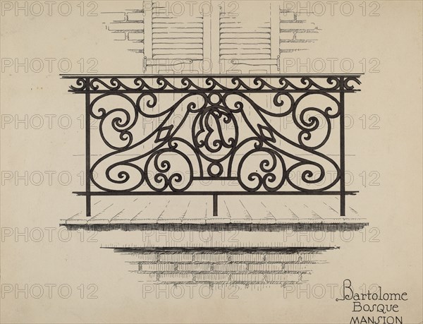 Wrought Iron Railing, c. 1936.