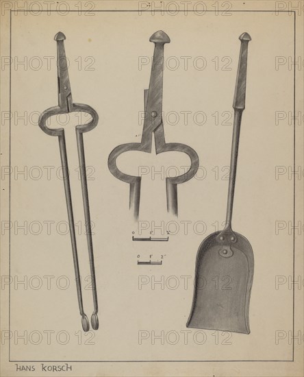 Fire Tongs and Shovel, c. 1937.