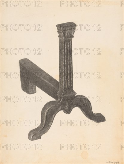 Andiron (one of pair), c. 1938.