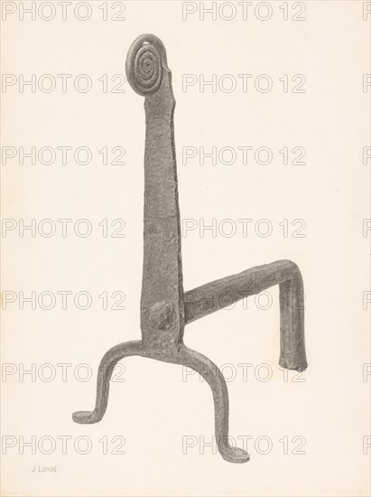 Andiron (one of pair), c. 1940.