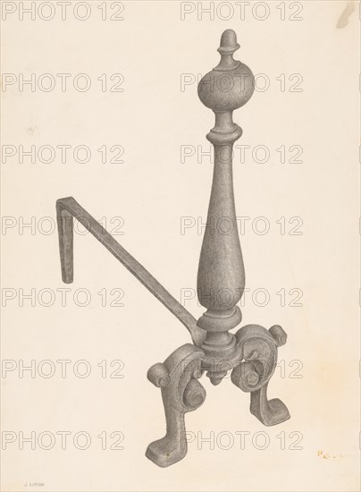 Andiron (one of pair), c. 1940.