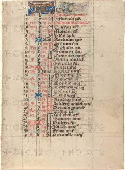 Page from a Book of Hours, c. 1400?.