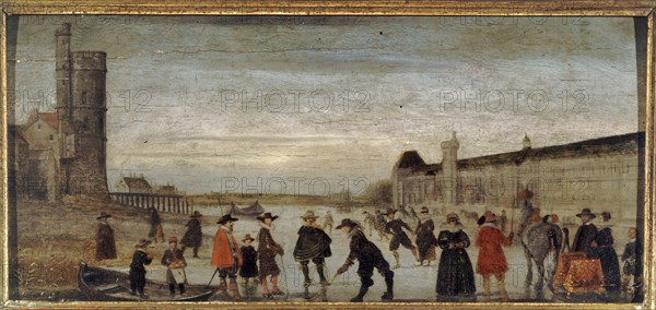 Skaters on the Seine in 1608, c1608.