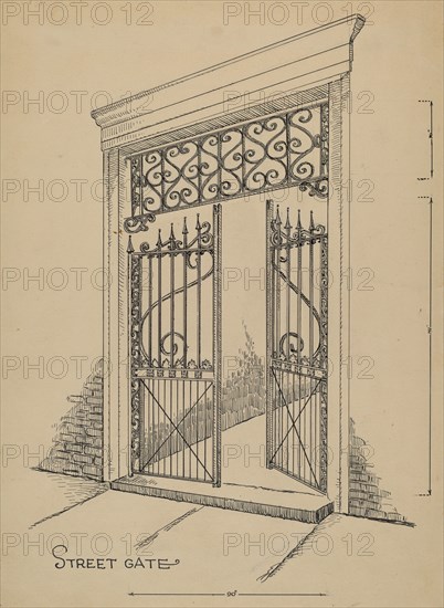 Wrought and Cast Iron Gate, c. 1936.