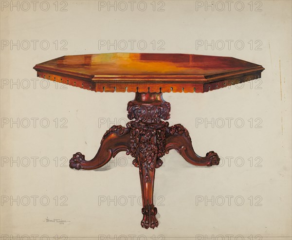 Carved Mahogany Table, 1937.