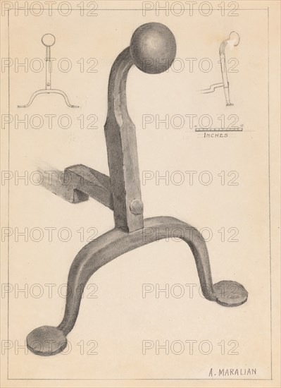 Andiron (one of pair), c. 1936.