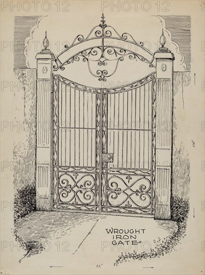 Wrought and Cast Iron Gates, c. 1936.