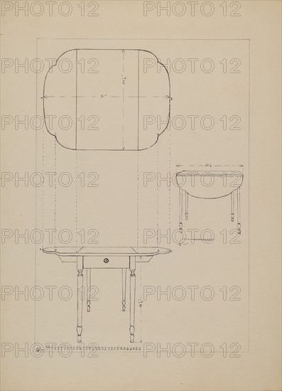 Oval Table Drop Leaf, 1935/1942.