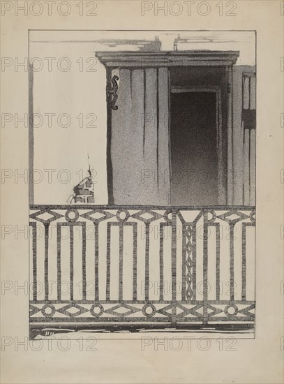 Wrought Iron Balcony Rail, c. 1936.