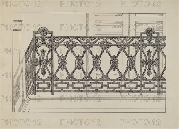 Cast Iron Balcony Railing, c. 1936.