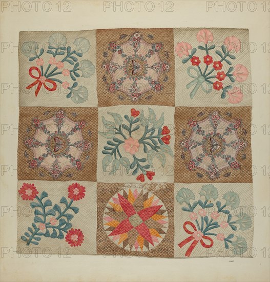 Applique and Patchwork Quilt, c. 1939.