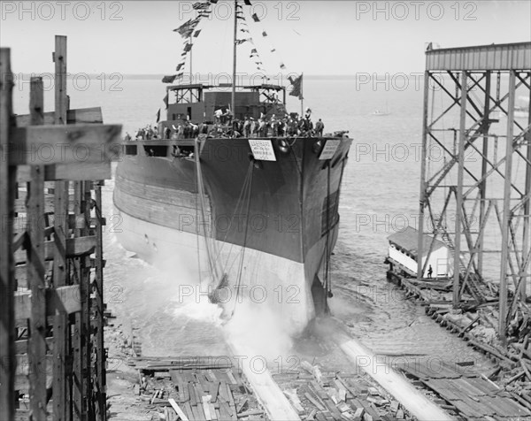 Launching of U.S.S. Texas, 1912. Creator: Harris & Ewing.