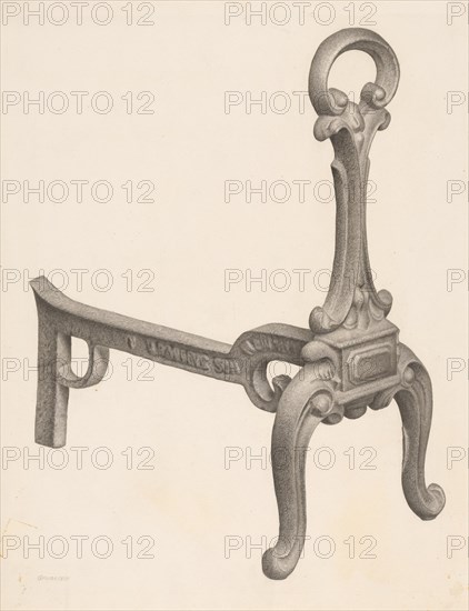 Andiron (one of pair), c. 1940.