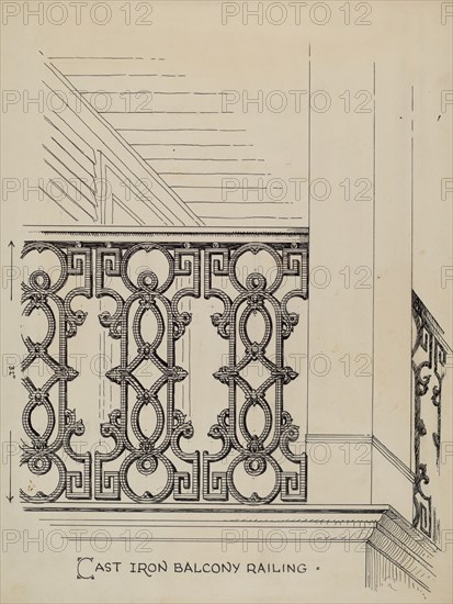 Cast Iron Balcony Railing, c. 1936.