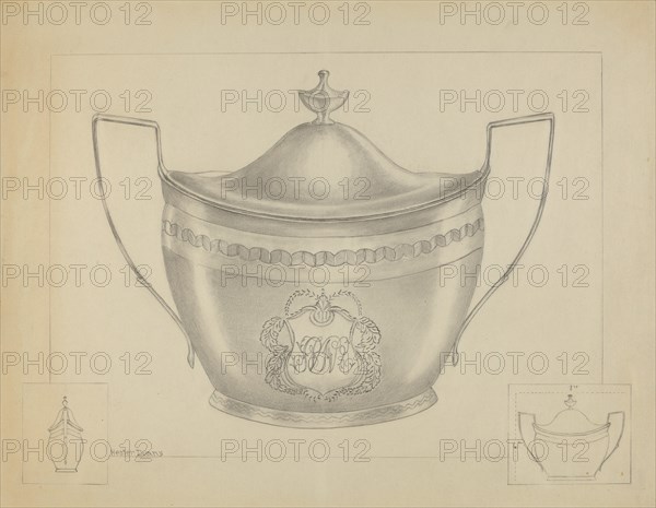 Silver Sugar Bowl with Cover, 1936.