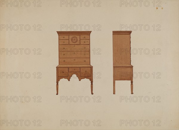 Highboy-front and Side Views, c. 1936.