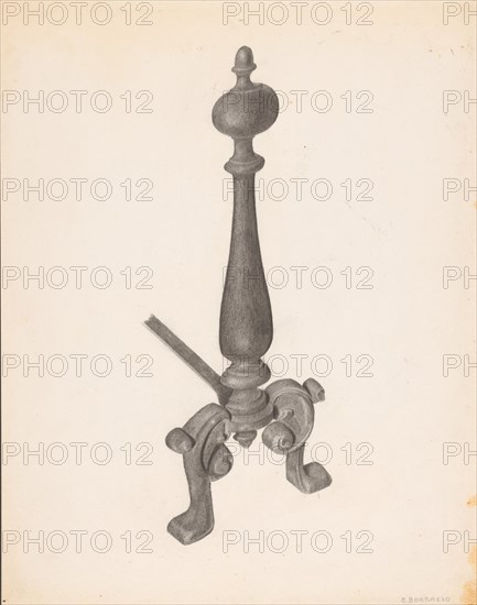 Andiron (one of pair), c. 1938.