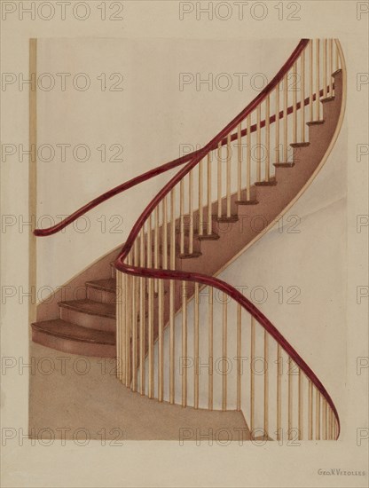 Shaker Spiral Staircase, c. 1938.