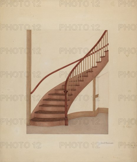 Shaker Spiral Staircase, c. 1938.