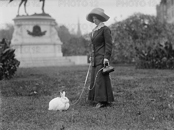 Mrs. J.R. Band with Pet Rabbit, 1911.