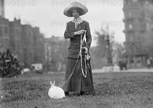 Mrs. J.R. Band with Pet Rabbit, 1911.