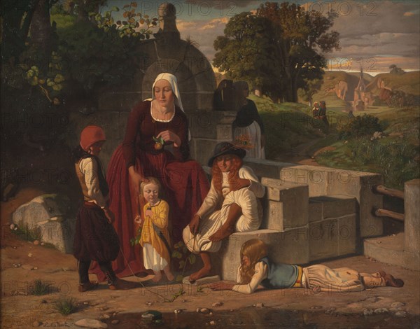 At the fountain, between 1833 and 1886.