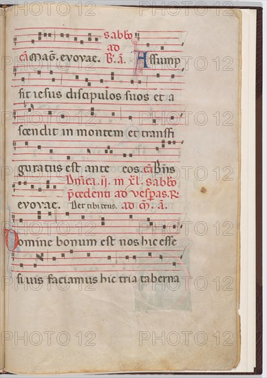 Leaf 7 from an antiphonal fragment, c. 1275.
