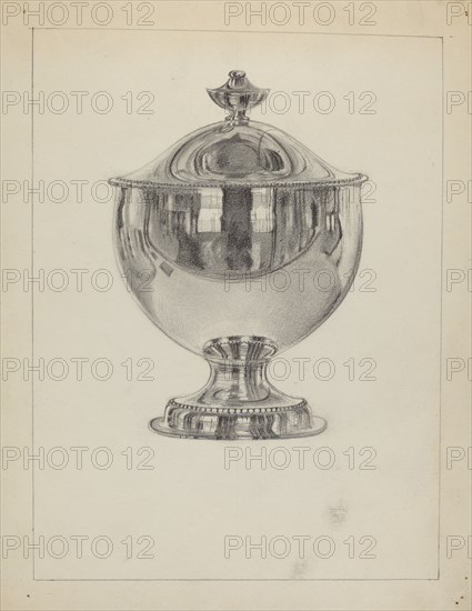 Silver Sugar Bowl with Cover, c. 1936.