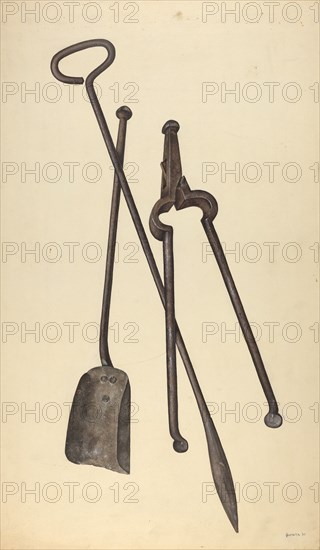 Zoar Fire Tongs, Poker and Shovel, 1937.