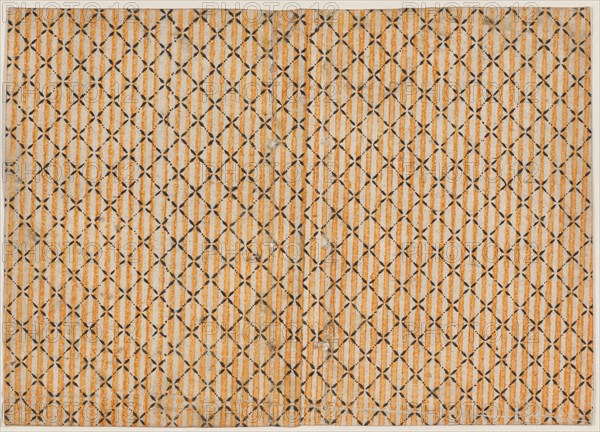 Sheet with stripe and grid pattern, 19th century.