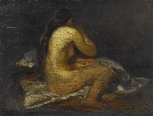 Femme nue assise.