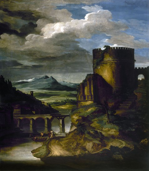 Italian landscape at the tomb, c1818.