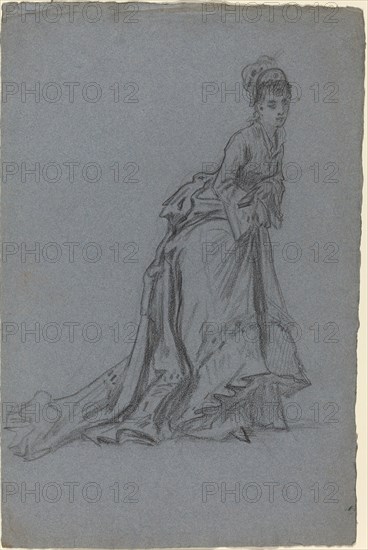 Fashionable Young Woman Stepping Forward, 1890s.