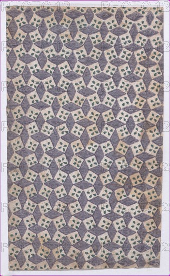 Sheet with overall geometric pattern, 19th century.