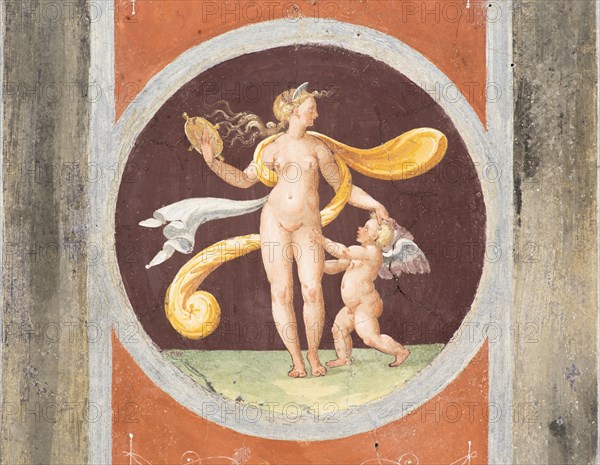 Venus with the mirror, 1527. Creator: Roman-Pompeian wall painting.