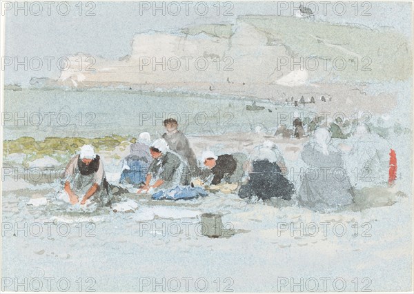 Washerwomen on the Beach at Etretat.