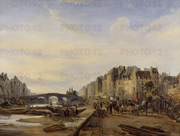 Pont-Marie and Port Saint-Paul, c1827.