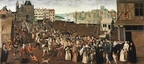 Procession of the League in Place de Greve, c1590.