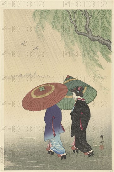 Two women in the rain, 1925-1936. Private Collection.