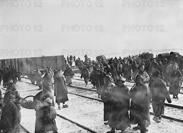 'China - Natives On Railroad Tracks', 1913. Creator: Harris & Ewing.