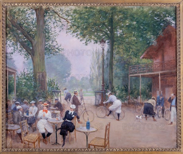 Chalet du Cycle in the Bois de Boulogne, c1900.