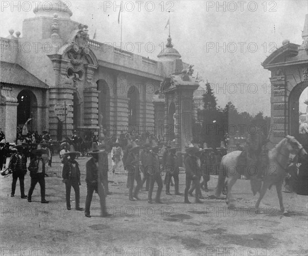 Pan-American midway parade, 1901. Parade of Mexican men.