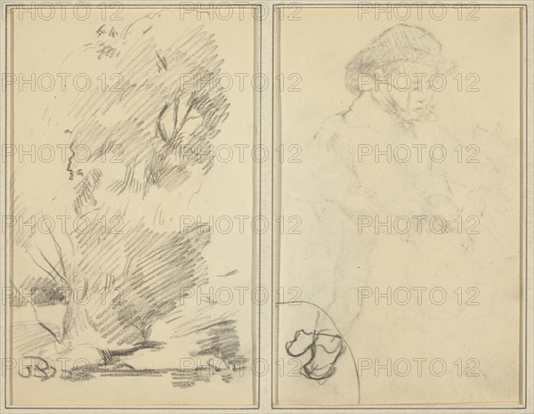 Trees; Sketch of Breton Boy [verso], 1884-1888.