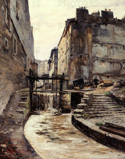 The Bievre running through rue de Valence, 1897.