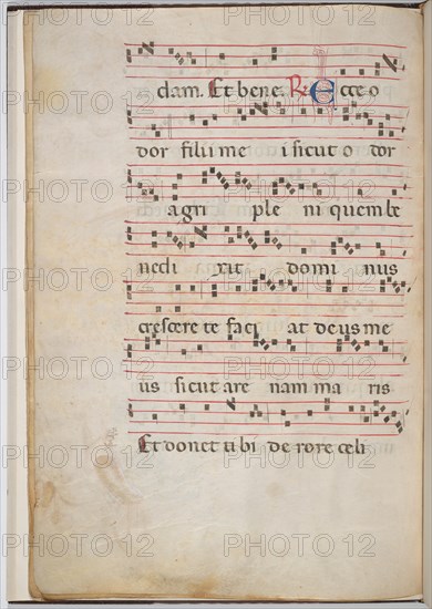 Leaf 8 from an antiphonal fragment (verso), c. 1275.