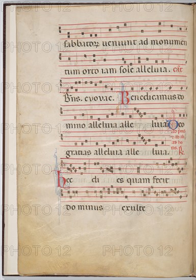 Leaf 4 from an antiphonal fragment (verso), c. 1275.