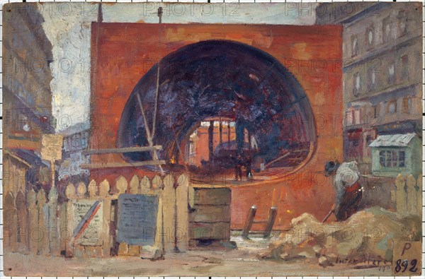 Metropolitan work in Place Saint-Michel in 1906.
