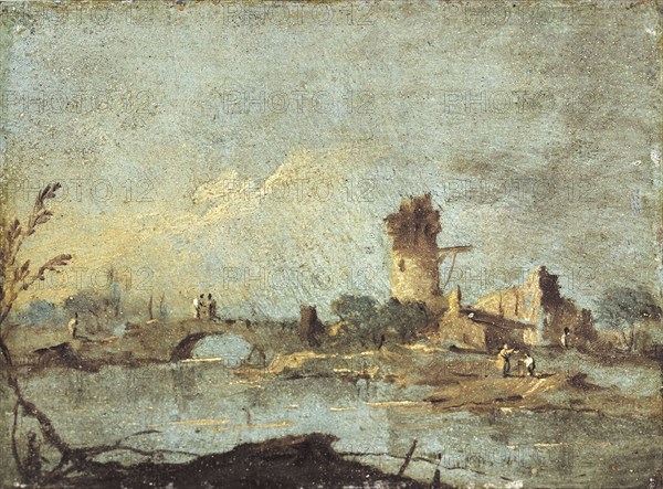 Rustic caprice, with ruined bridge and tower.