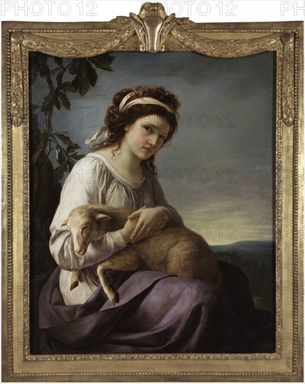 Portrait of a young woman holding a lamb, 1788.