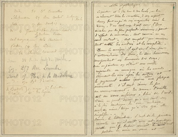 Address List; Manuscript Page [recto], 1884-1888.